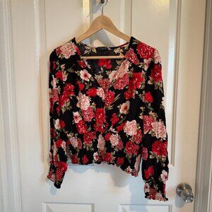 American Eagle Floral Chiffon Blouse, Size Large